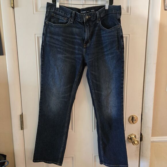 Old Navy Jeans Mens Size 36x30 Dark Blue Denim Zip Bootcut Built In Flex Stretch - Picture 1 of 5